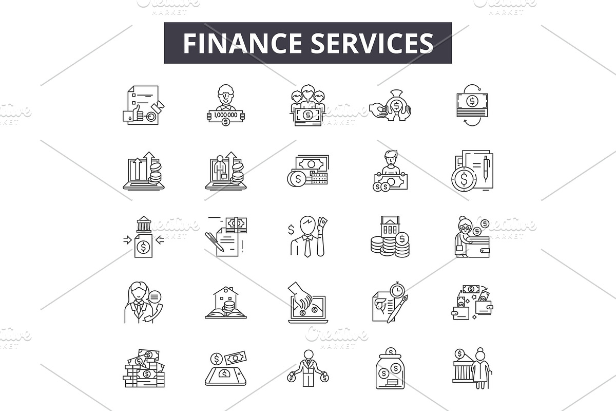 Finance services line icons for web in Illustrations - product preview 8