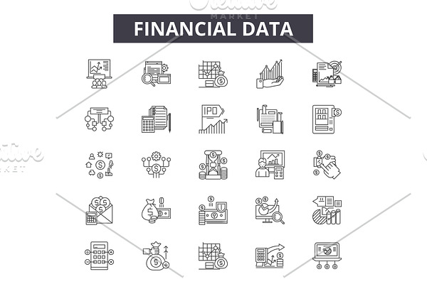 Financial data line icons for web