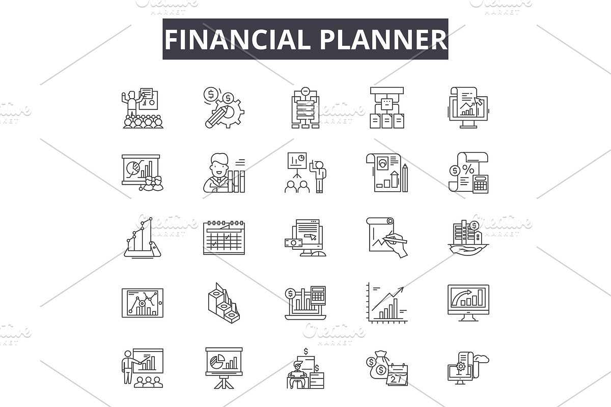 Financial planner line icons for web in Illustrations - product preview 8
