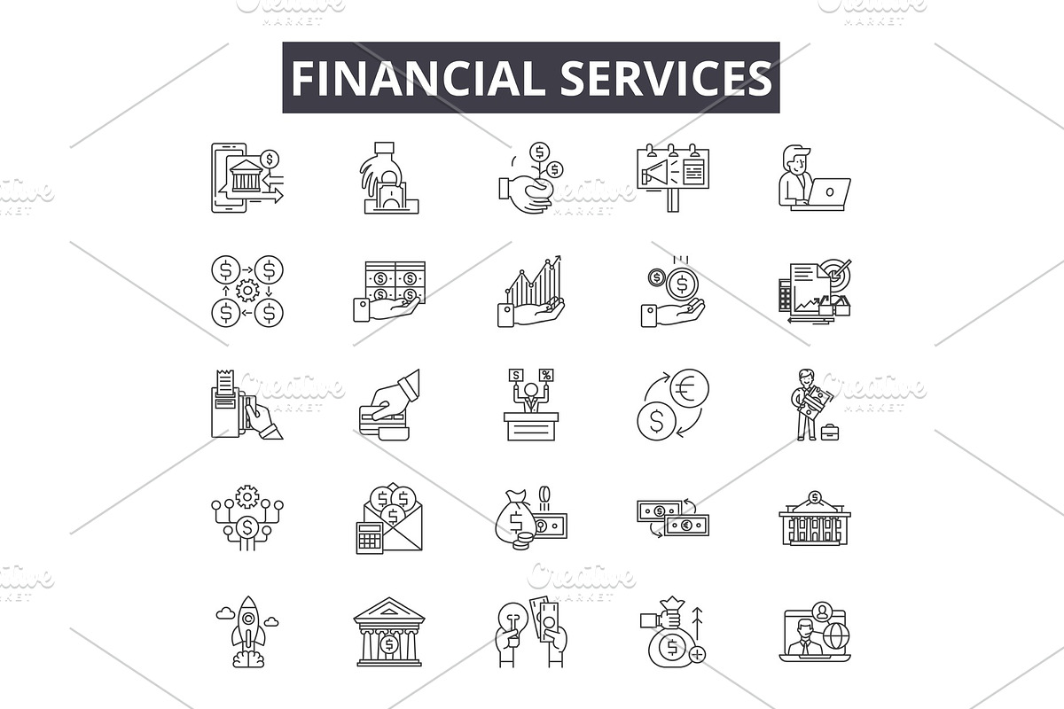 Financial services line icons for in Illustrations - product preview 8