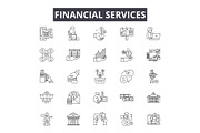 Financial services line icons for