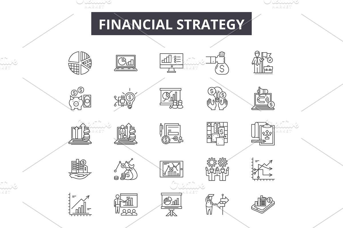 Financial strategy line icons for in Illustrations - product preview 8