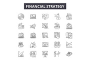 Financial strategy line icons for