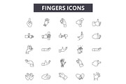 Fingers line icons for web and