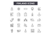 Finland line icons for web and