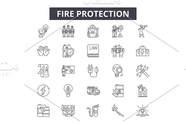 Fire protection line icons for web