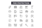 Fire protection line icons for web