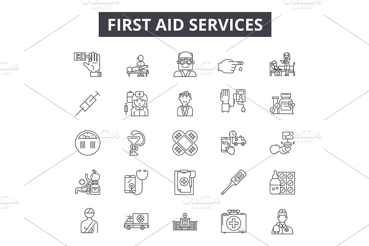 First aid services line icons for in Objects - product preview 8