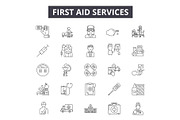 First aid services line icons for