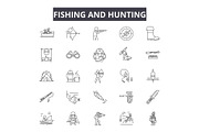 Fishing and hunting line icons for