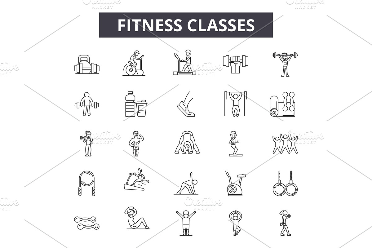 Fitness classes line icons for web in Illustrations - product preview 8