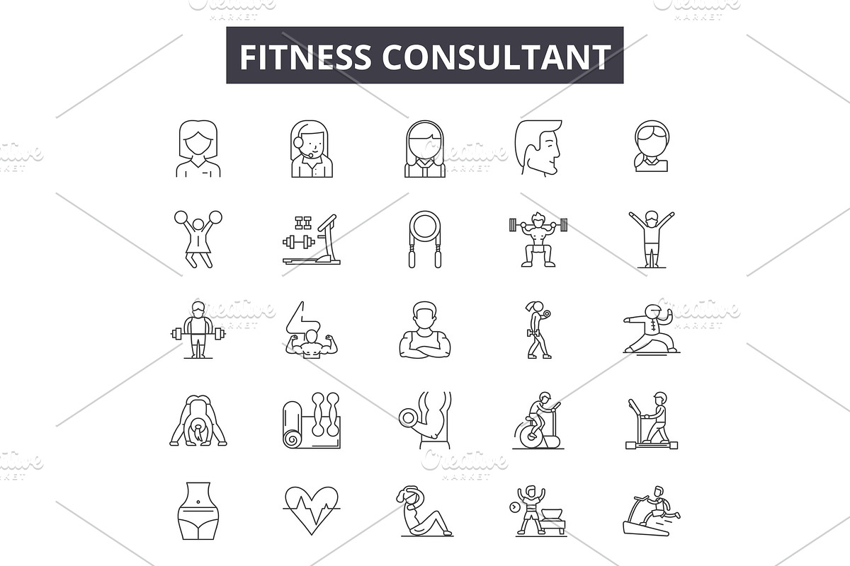Fitness consultant line icons for in Illustrations - product preview 8
