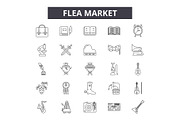 Flea market line icons for web and