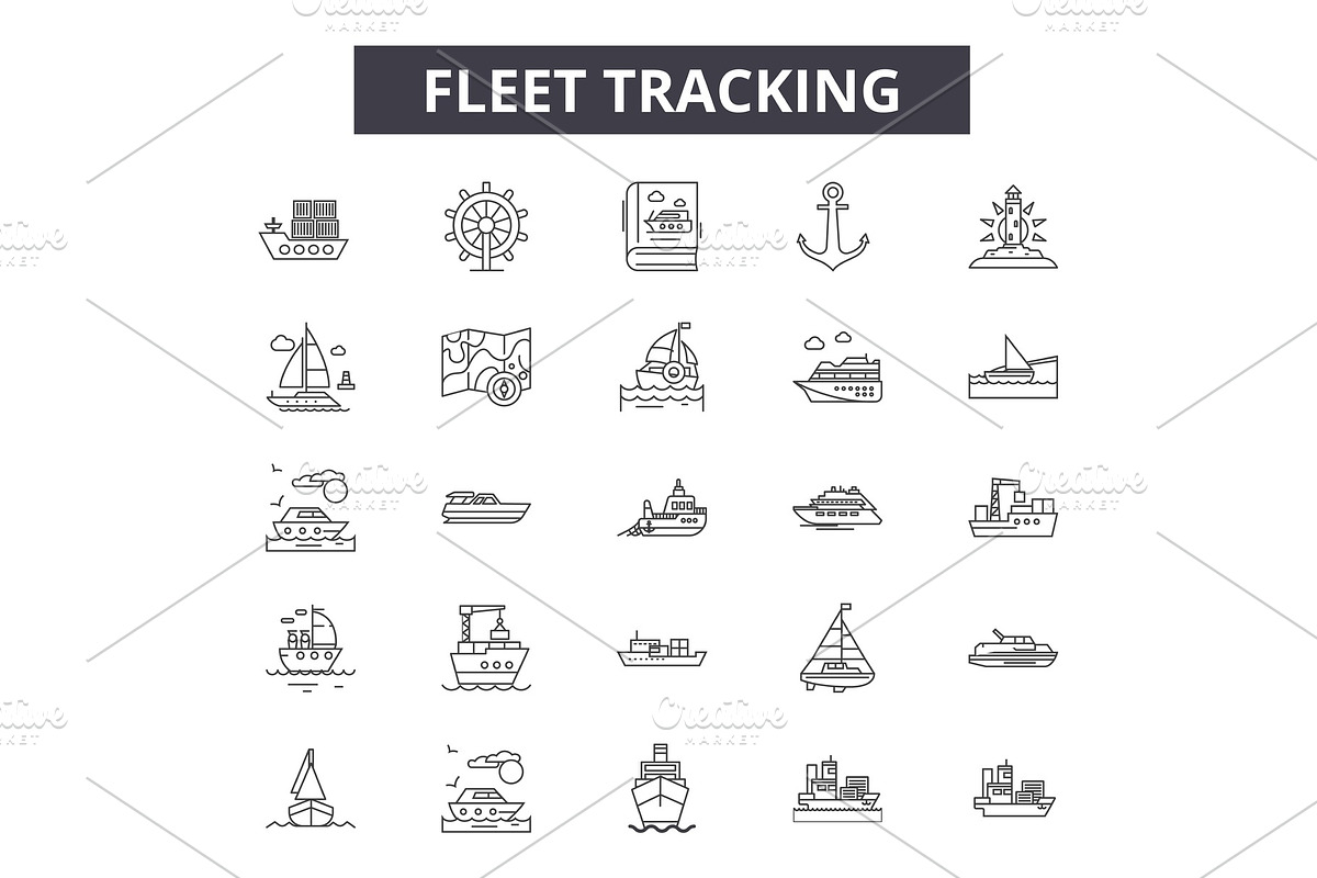 Fleet tracking line icons for web in Illustrations - product preview 8