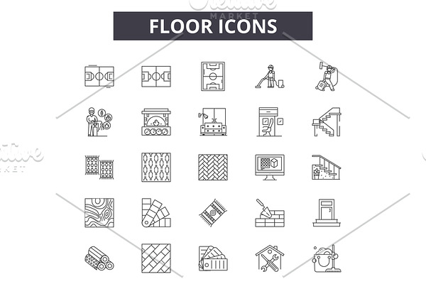 Floor icons line icons for web and