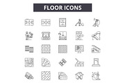 Floor icons line icons for web and