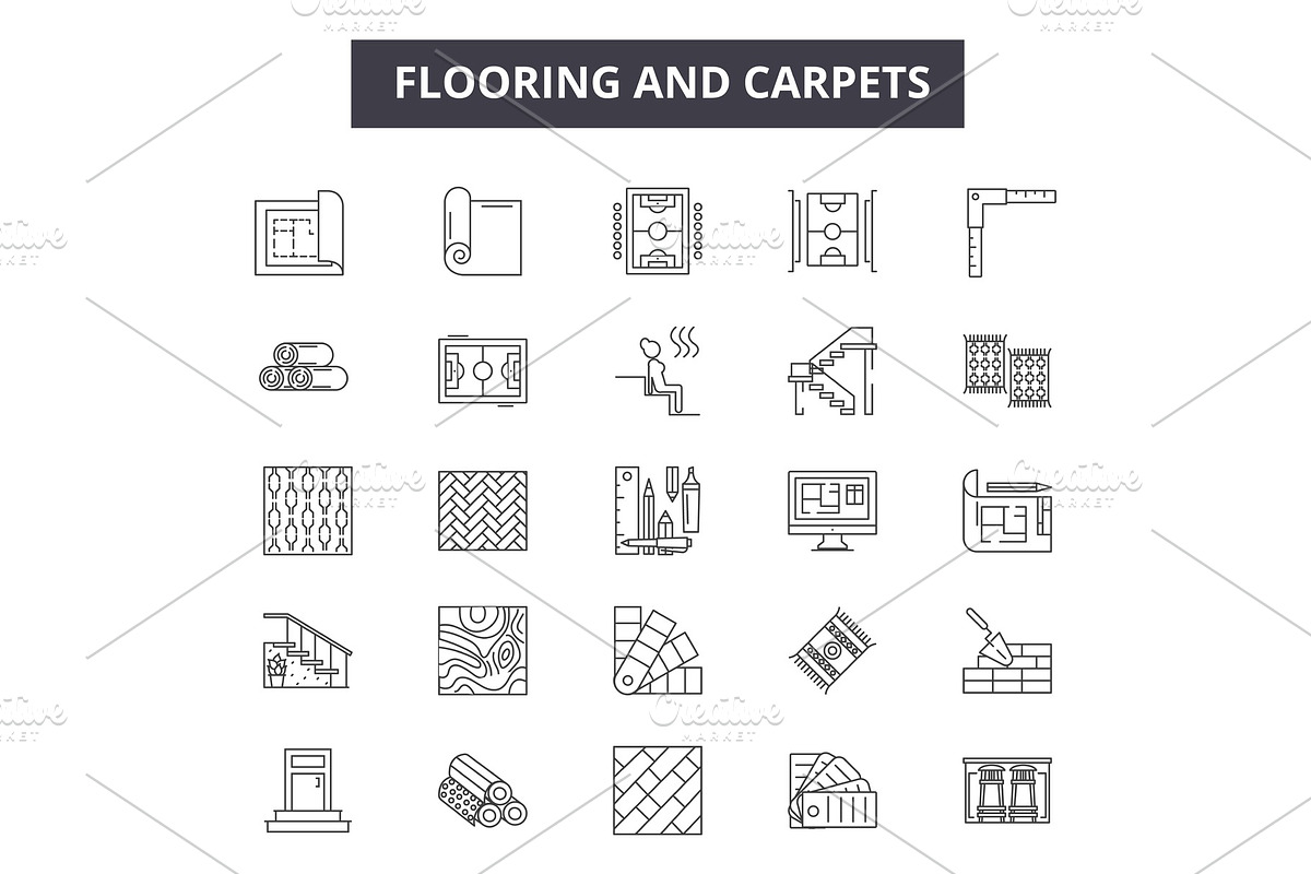 Flooring and carpets line icons for in Illustrations - product preview 8