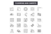 Flooring and carpets line icons for