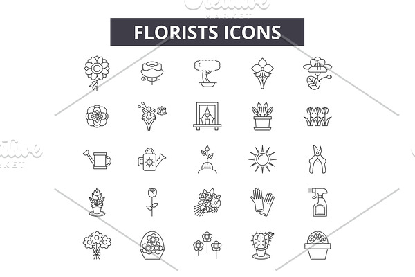 Florists icons line icons for web