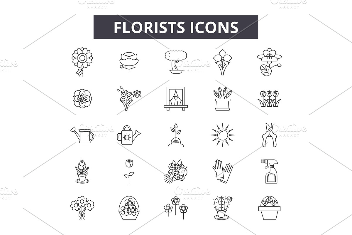 Florists icons line icons for web in Illustrations - product preview 8
