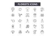 Florists icons line icons for web