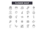 Flower shop line icons for web and