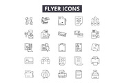 Flyer line icons for web and mobile