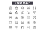 Focus group line icons for web and