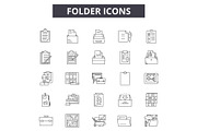 Folder line icons for web and mobile