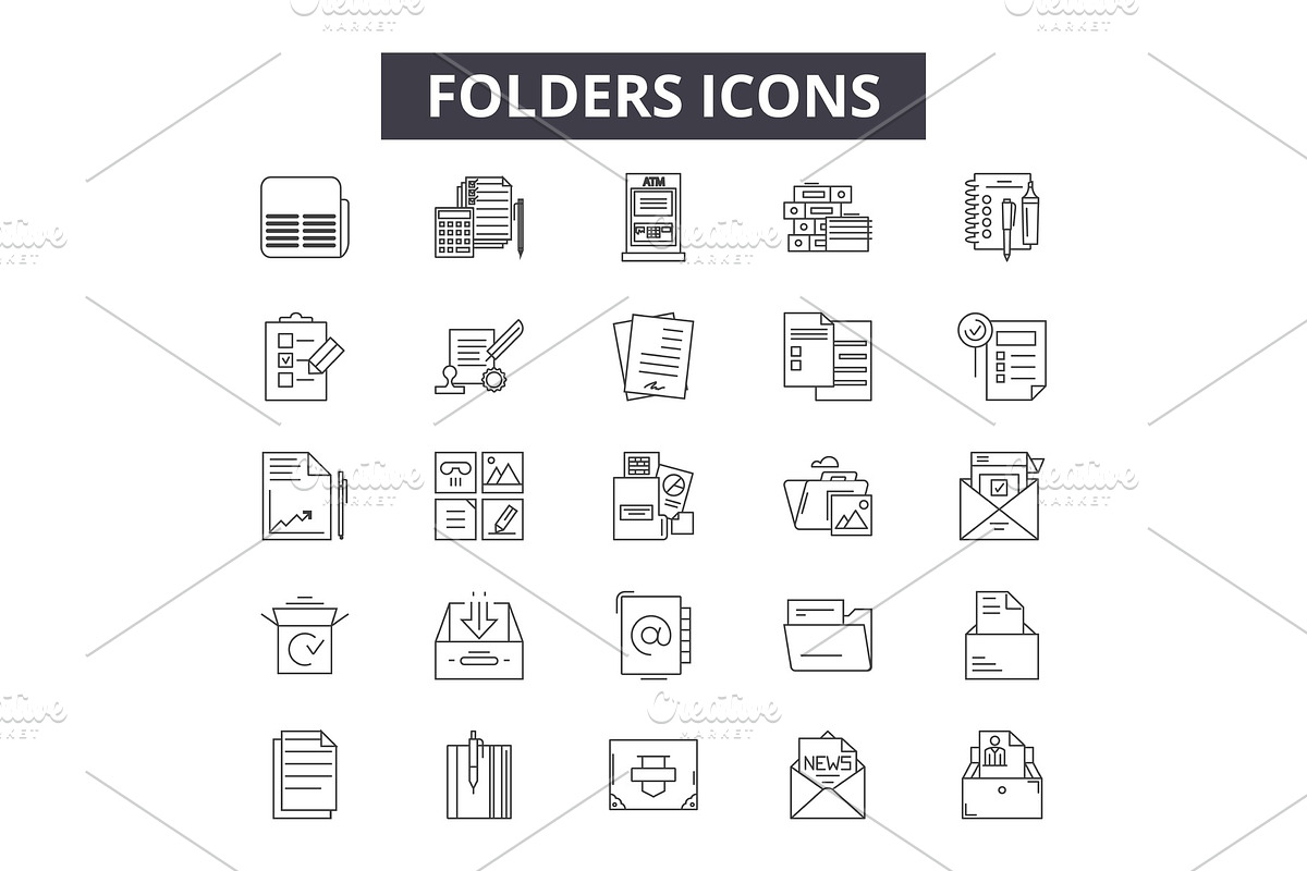 Folders line icons for web and in Textures - product preview 8