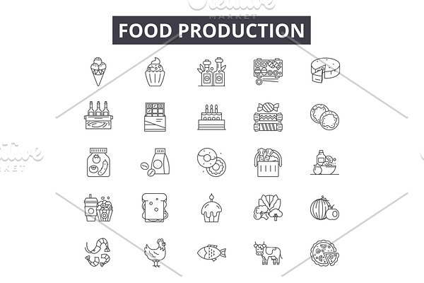 Food production line icons for web