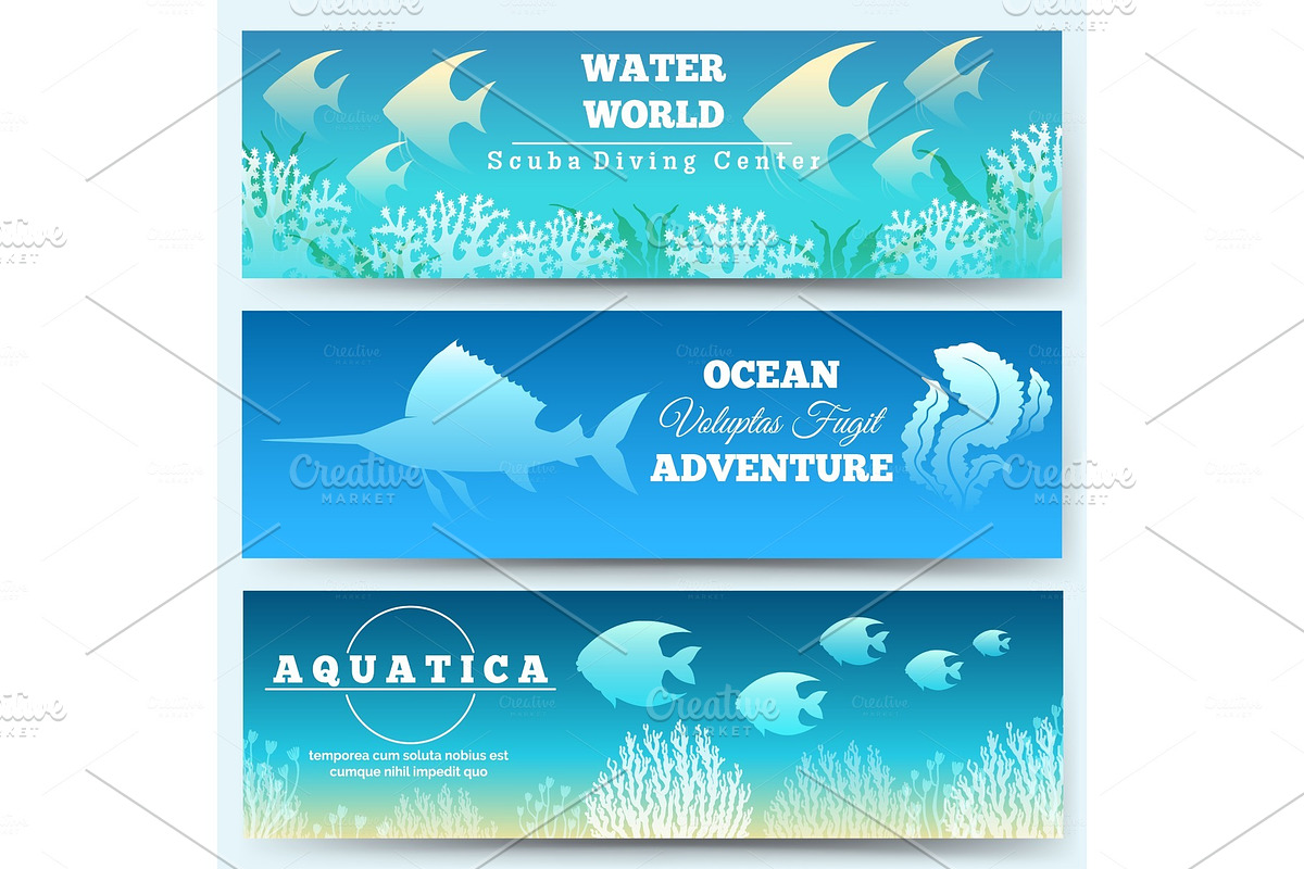 Underwater scene banners in Illustrations - product preview 8