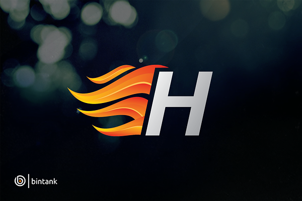 H Letter - Hot Fire Logo