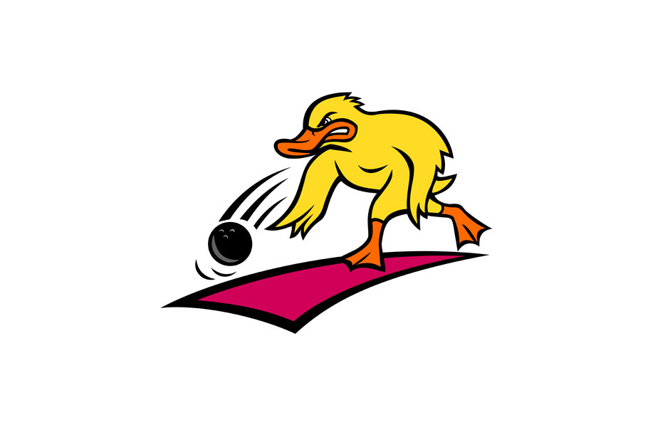 Duck Bowler Bowling Ball Mascot