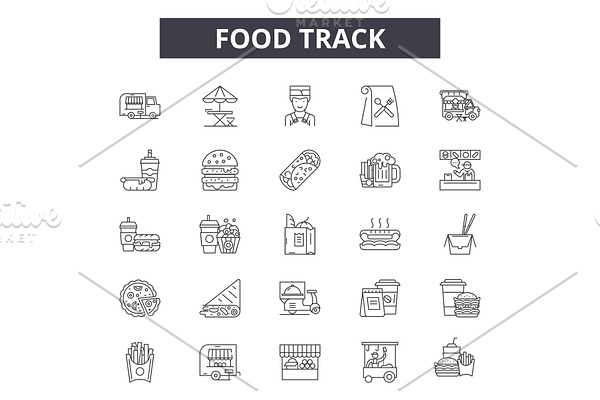 Food track line icons for web and