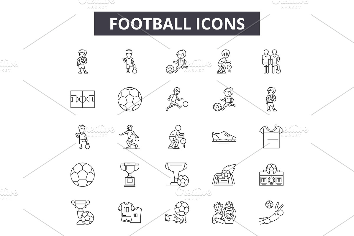 Football line icons for web and in Illustrations - product preview 8
