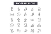 Football line icons for web and