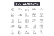 Footwear line icons for web and