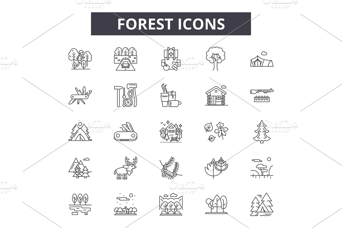 Forest line icons for web and mobile in Illustrations - product preview 8