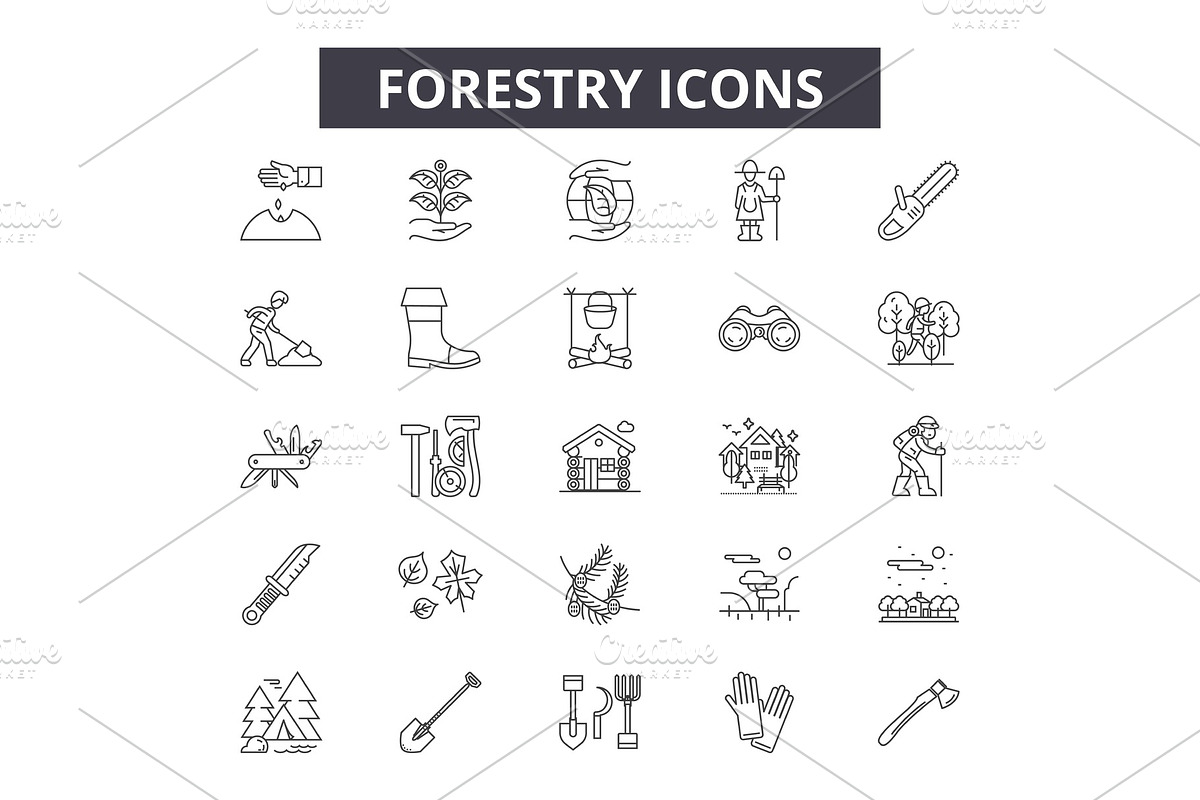 Forestry line icons for web and in Illustrations - product preview 8