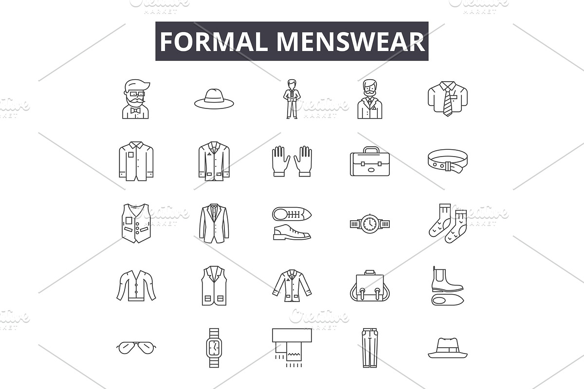Formal menswear line icons for web in Illustrations - product preview 8