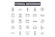 Formal menswear line icons for web