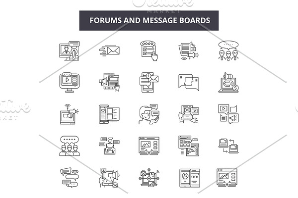 Forums and message boards line icons