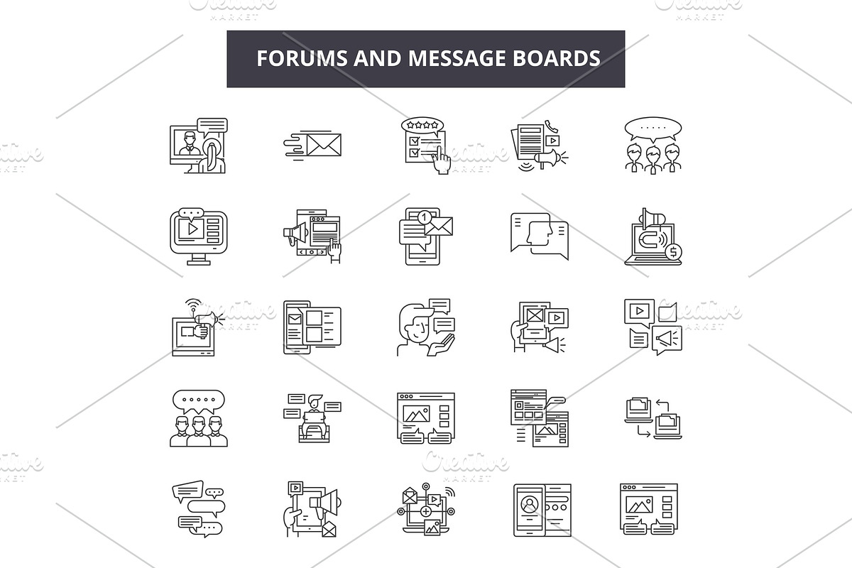 Forums and message boards line icons in Objects - product preview 8