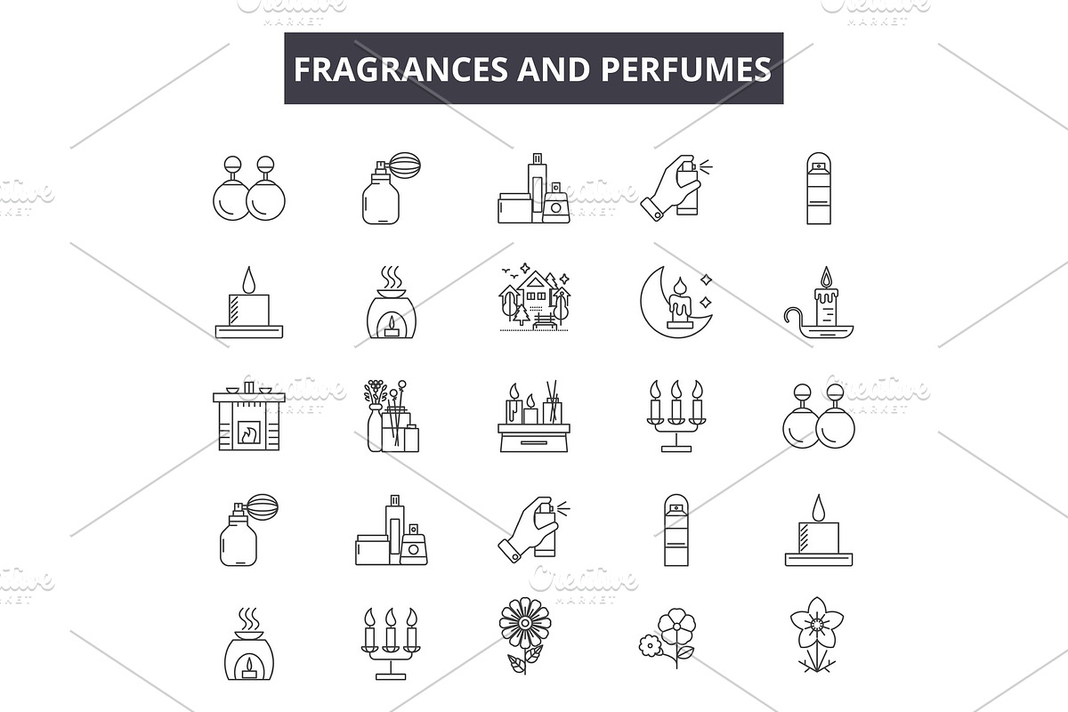Fragrances and perfumes line icons in Illustrations - product preview 8