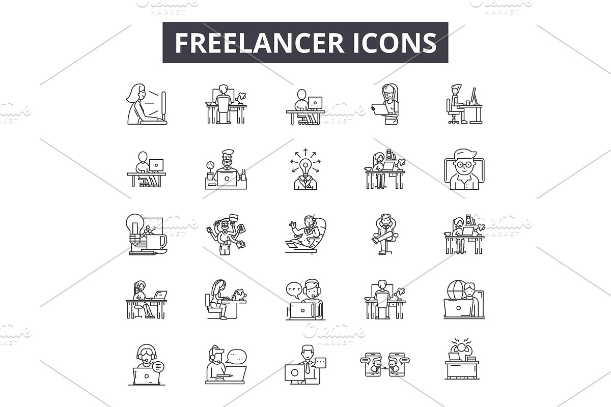 Freelance line icons for web and in Illustrations - product preview 8