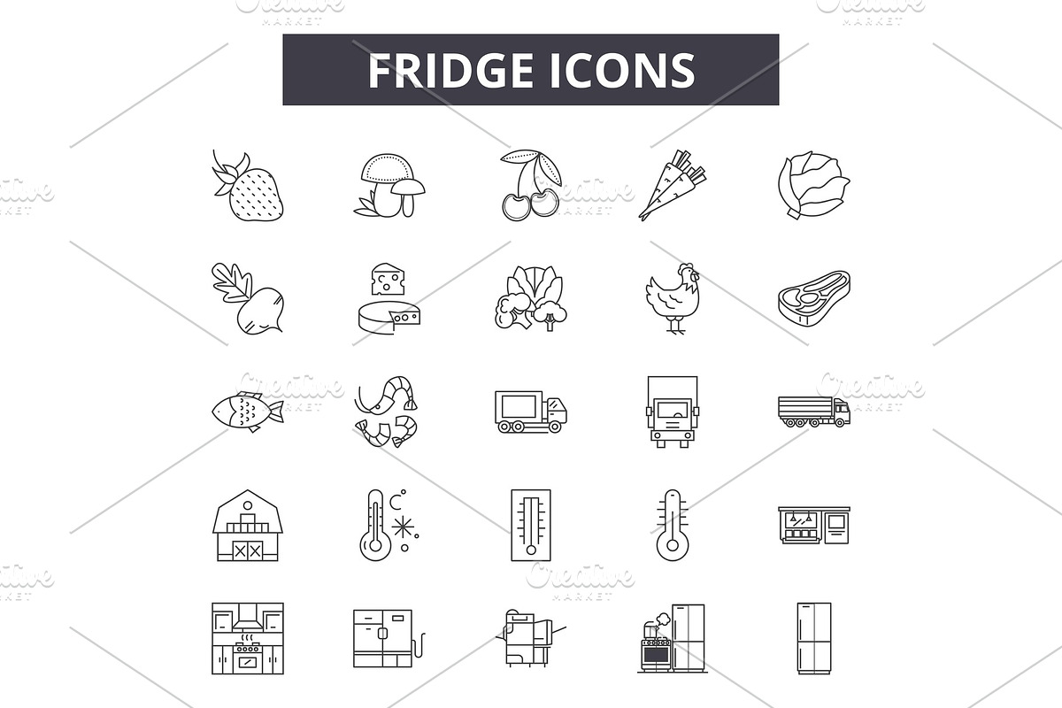 Fridge line icons for web and mobile in Objects - product preview 8