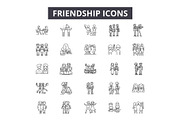 Friendship line icons for web and