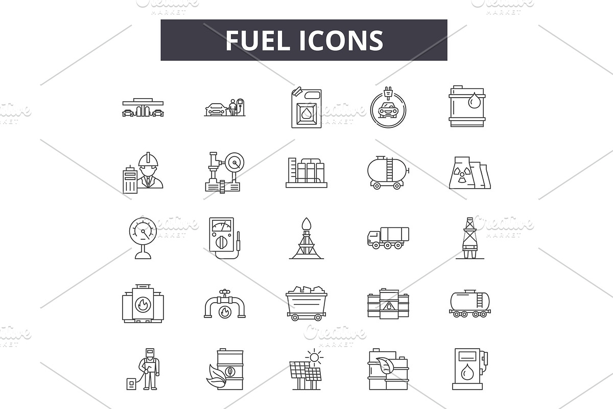 Fuel icons line icons for web and in Illustrations - product preview 8