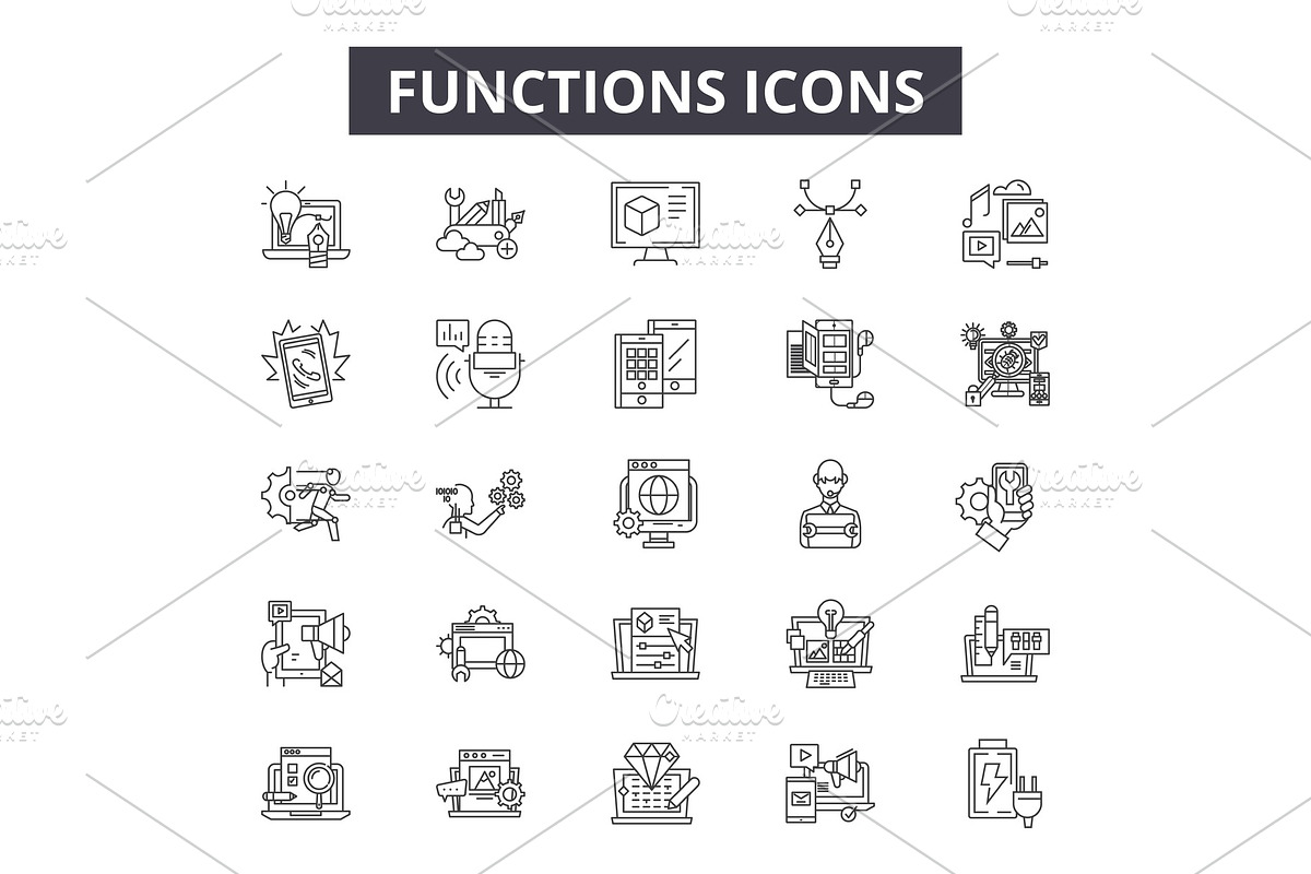 Functions line icons for web and in Illustrations - product preview 8